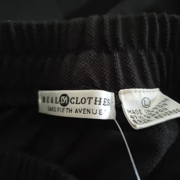 NWT Vintage Saks Fifth Avenue Classic Textured Black Trousers Sz L - Picture 4 of 4